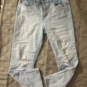 Levi's Light Blue Distressed Straight Leg Jeans
